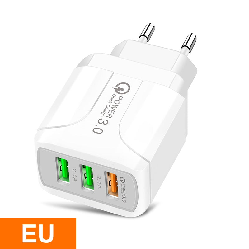 Portable 18W 3USB Ports Fast Phone Charger